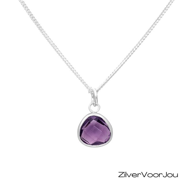 925 sterling zilveren ketting met amethist hanger