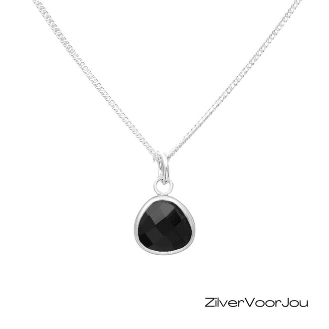 925 zilveren ketting met zwarte spinel hanger