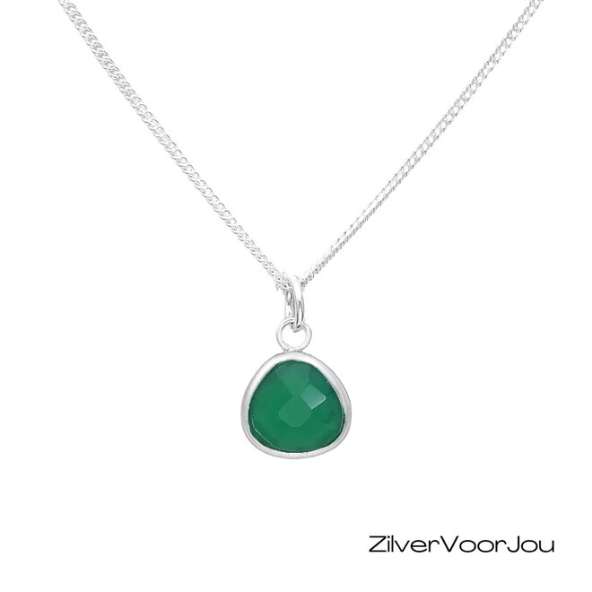 Zilveren groene onyx ketting