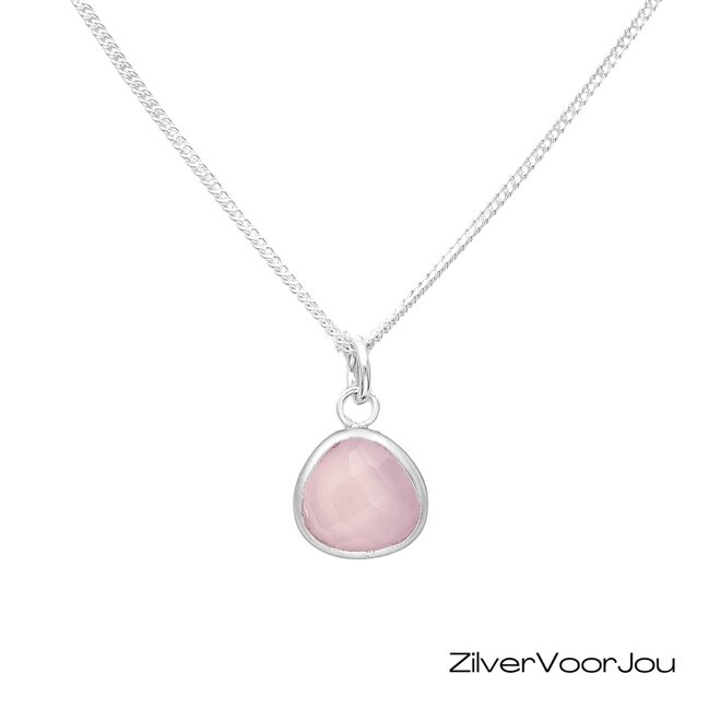 925 zilveren ketting met rozenkwarts hanger – zacht, liefdevol en vrouwelijk