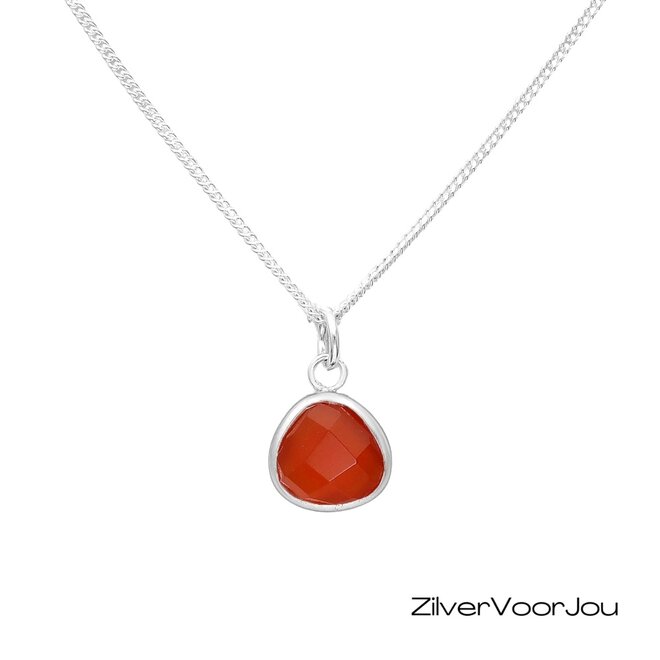 925 zilveren ketting met carneool hanger – warm en energiek