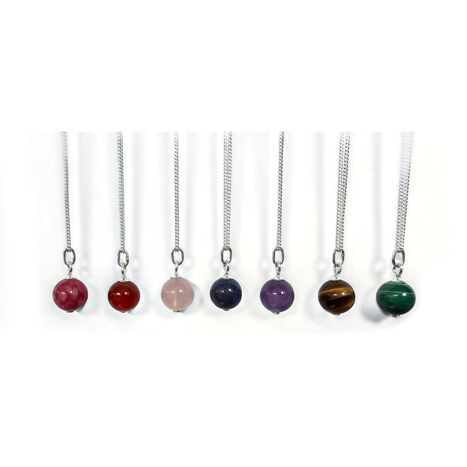 925 zilveren ketting met 8 mm malachiet bol – verstelbare lengte