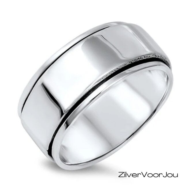 925 zilveren brede gladde spinner ring – 10 mm