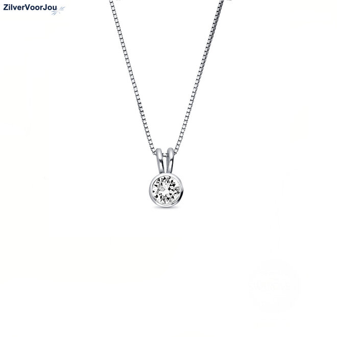 Zilveren wit kristal ketting