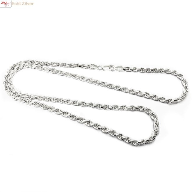 Zilveren rope ketting 40 cm 4 mm
