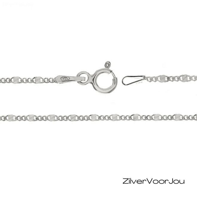 925 zilveren gourmetketting met confetti schakel – 40 cm lang en 1.8 mm breed