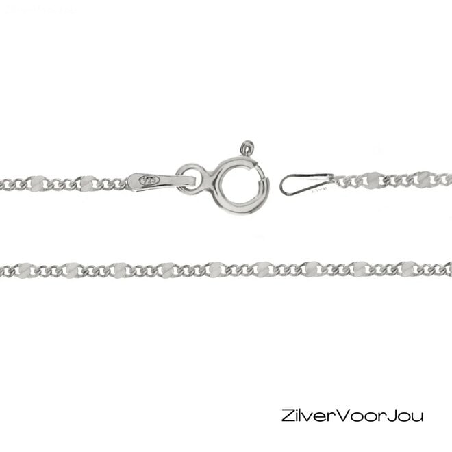 925 zilveren gourmetketting met confetti schakel 45cm lang en 1.8 mm breed