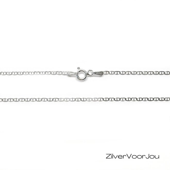 Zilveren plat Marina schakel ketting 50 cm