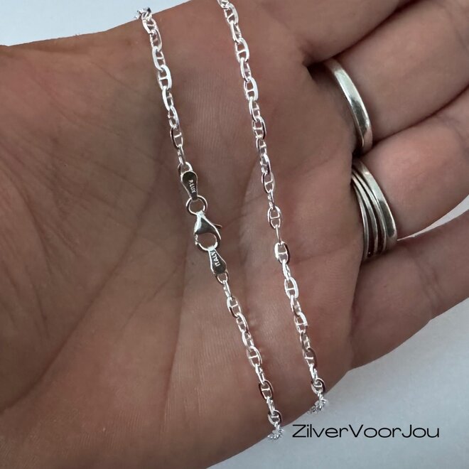 Italiaanse 925 zilveren Brillucci ankerketting 55 cm lang en 2.7 mm breed