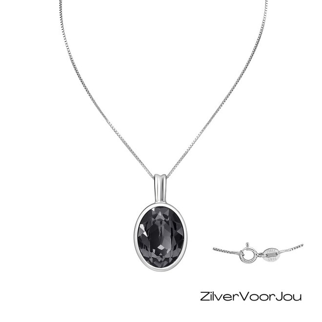 Zilveren silver night kristal ketting