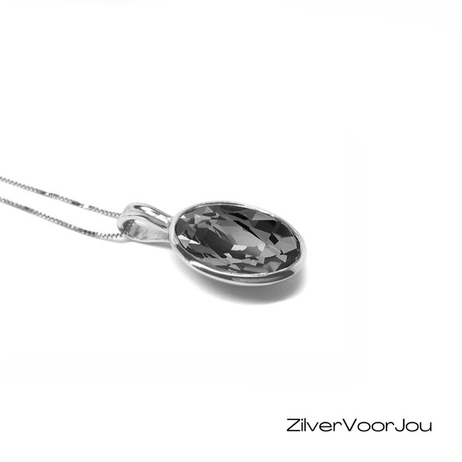 Zilveren silver night kristal ketting