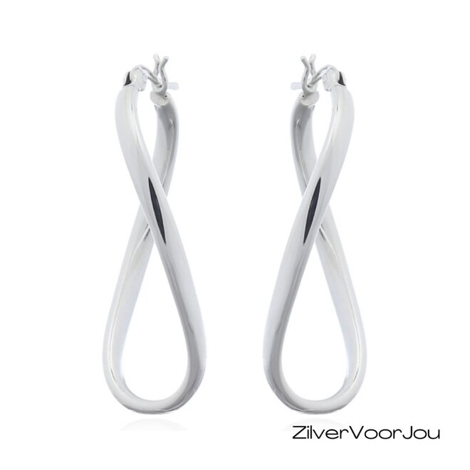Zilveren ovale twist creolen oorringen
