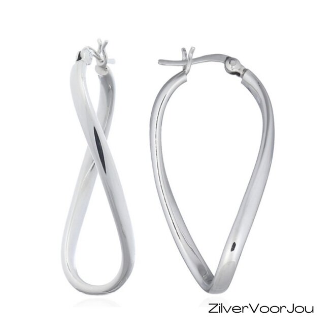 Zilveren ovale twist creolen oorringen