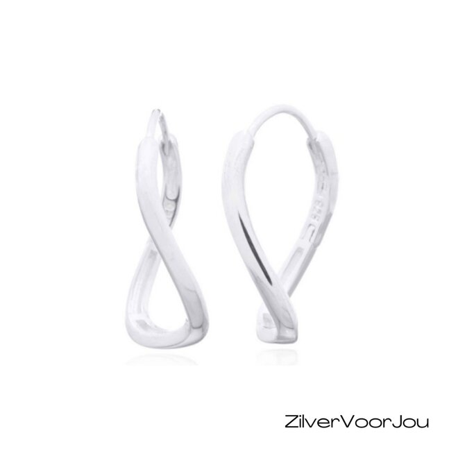 Zilveren wavy vierkante huggie hoops 25 mm