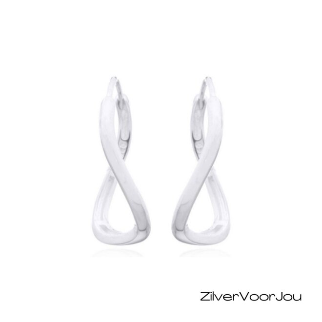 Zilveren wavy vierkante huggie hoops 25 mm
