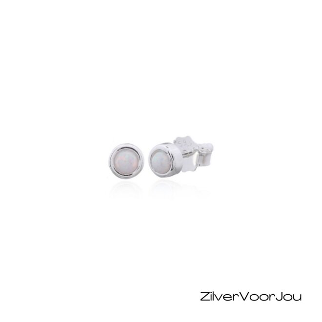 Zilveren oorstekers met wit opaal
