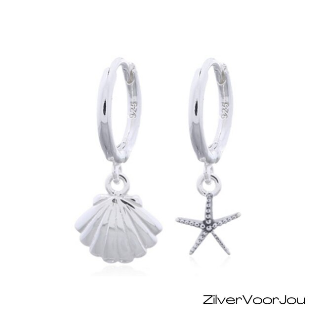 925 zilveren sea of life huggie oorringen