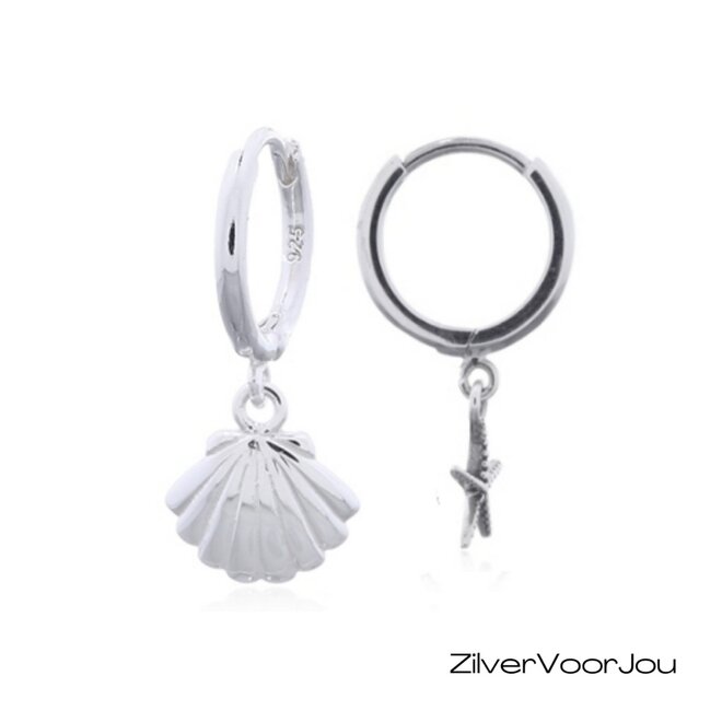 925 zilveren sea of life huggie oorringen