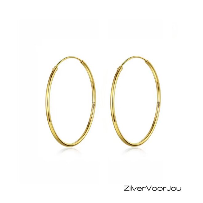925 zilveren gold plated oorringen 30 x 1.2 mm