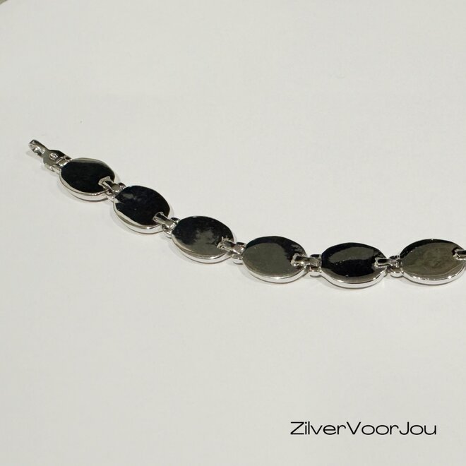 925 Zilveren opaal armband met ovale stenen 18.5 cm
