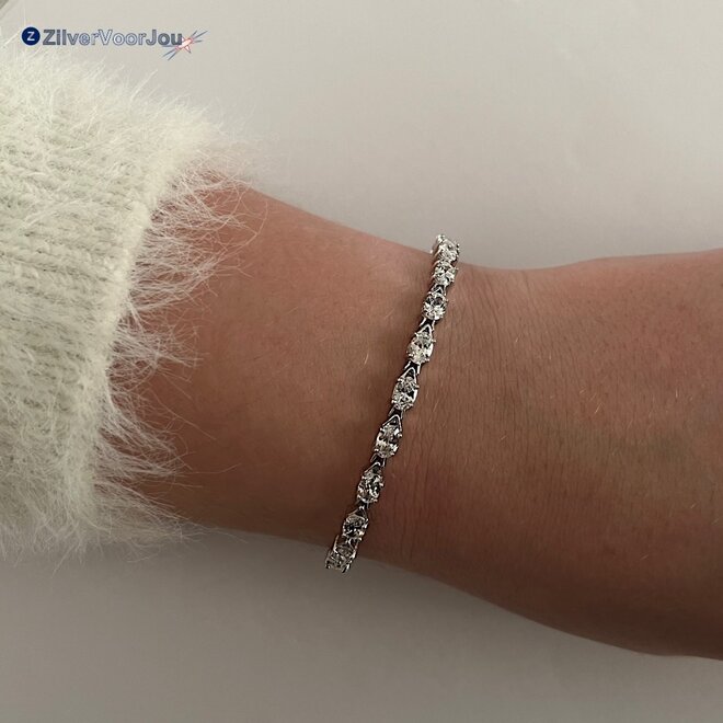 Zilveren tennisarmband met witte zirkonia