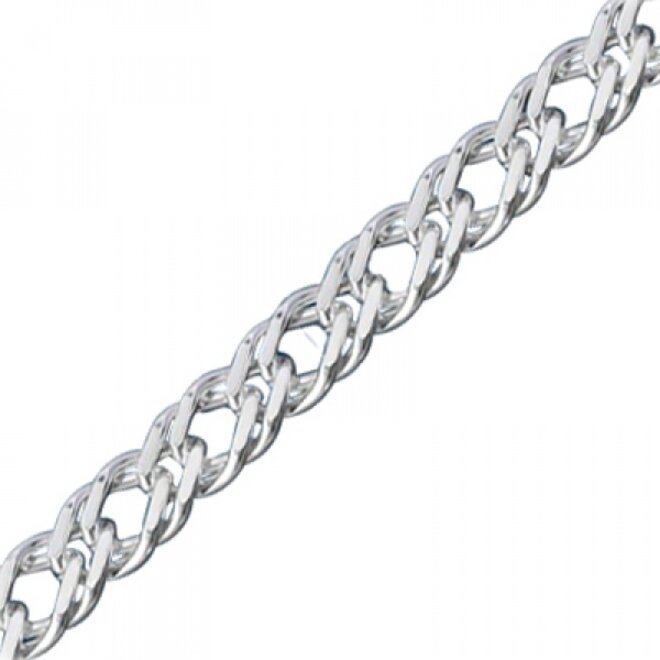 Zilveren 55 cm dubbele gourmet schakel ketting 6.7 mm breed