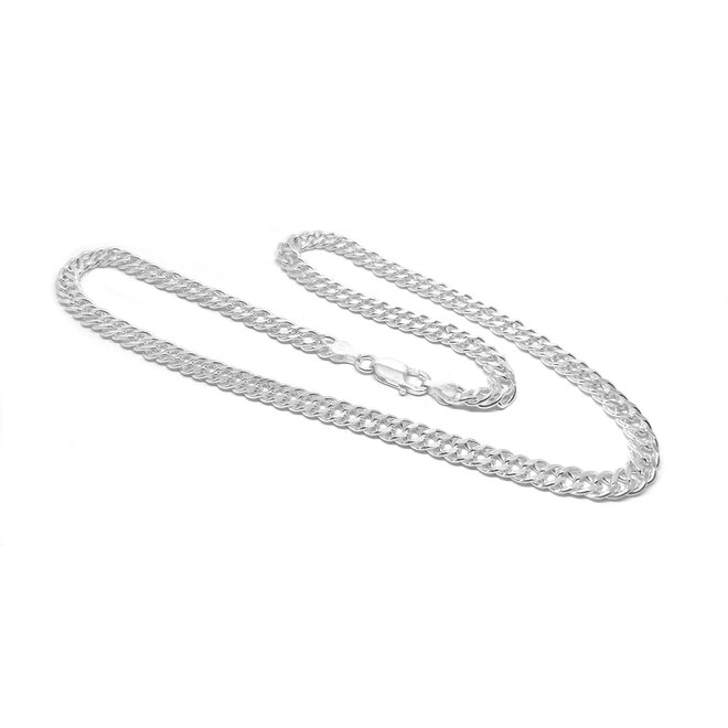 Zilveren 55 cm dubbele gourmet schakel ketting 6.7 mm breed