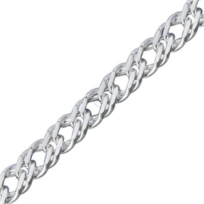 Zilveren 60 cm dubbele gourmet schakel ketting 6.7 mm breed