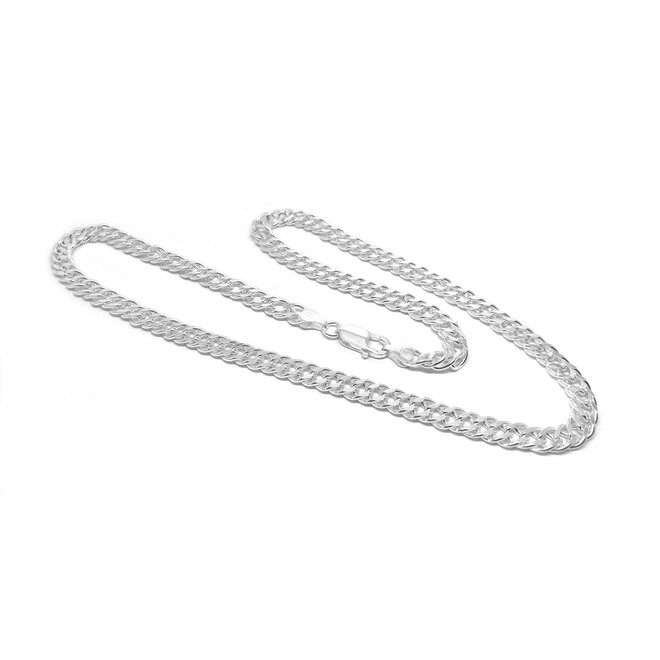 Zilveren 60 cm dubbele gourmet schakel ketting 6.7 mm breed