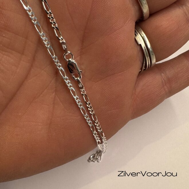 Zilveren figaro schakel ketting 40 cm 2.3 mm