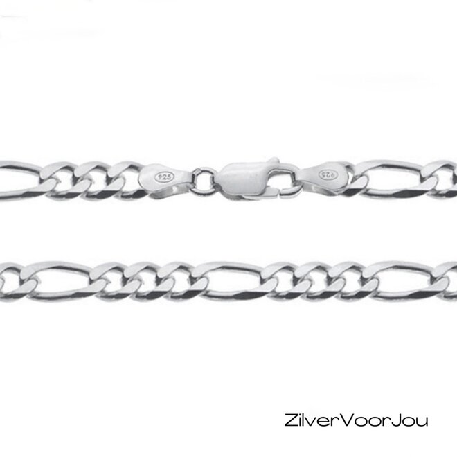 Zilveren figaro ketting 65 cm 7 mm breed