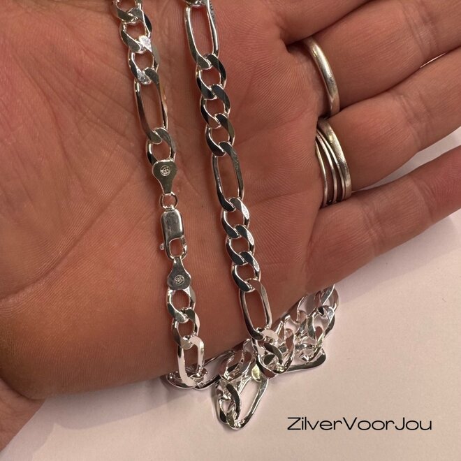 Zilveren figaro ketting 65 cm 7 mm breed