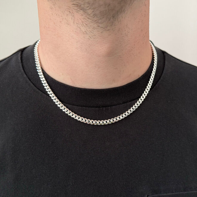 Zilveren ronde gourmet ketting 45 cm 5 mm