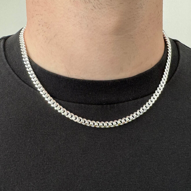 Zilveren ronde gourmet ketting 45 cm 5 mm