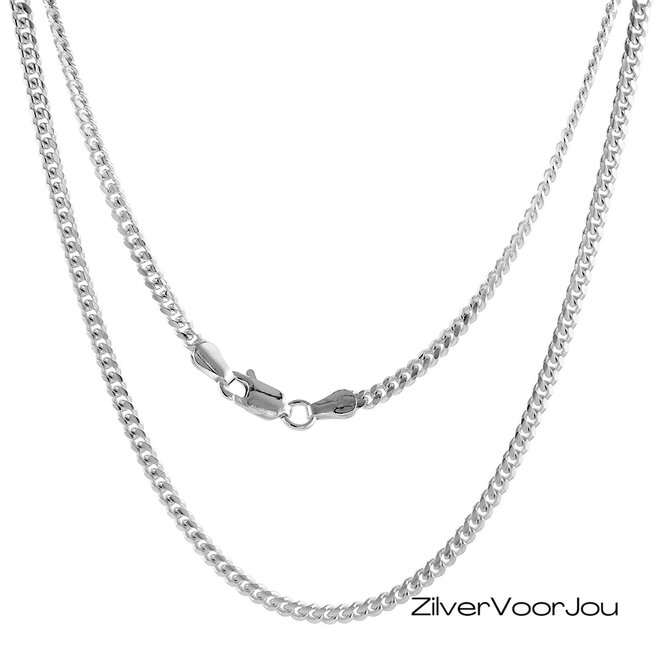 Zilveren ronde gourmet ketting 50 cm 3 mm