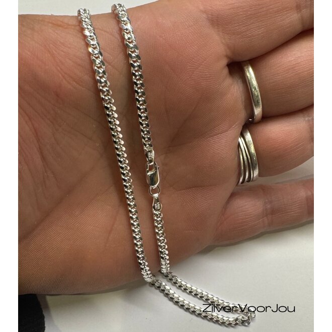 Zilveren ronde gourmet ketting 60 cm 3 mm