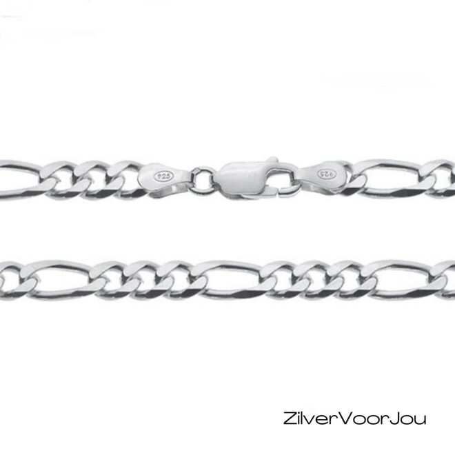 Zilveren figaro ketting 55 cm 7 mm breed