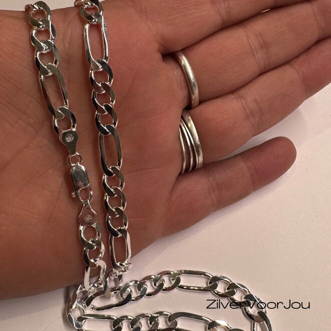 Zilveren figaro ketting 55 cm 7 mm breed