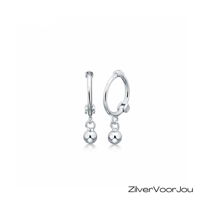 Zilveren mini huggie hoops ball