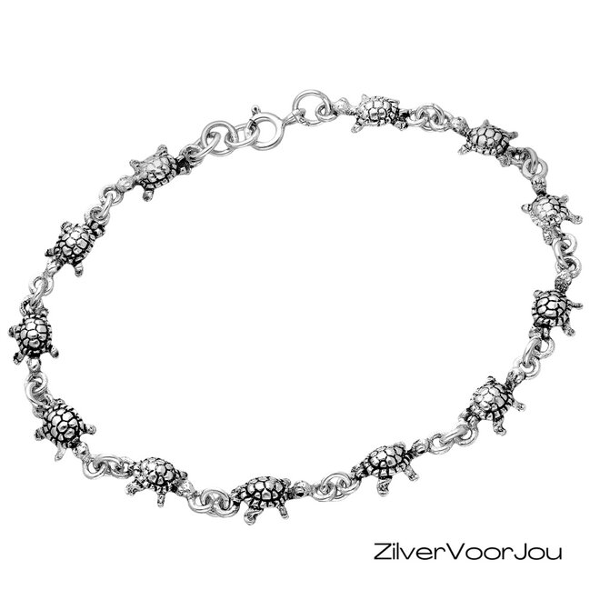 Zilveren turtle schildpad armband