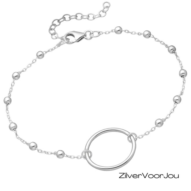 Zilveren cirkel karma bolletjes armbandje