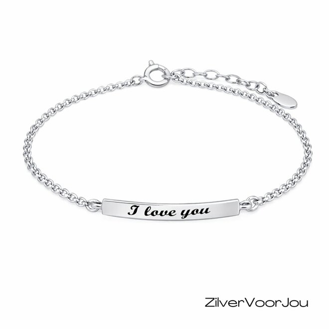 Zilveren I love you armbandje