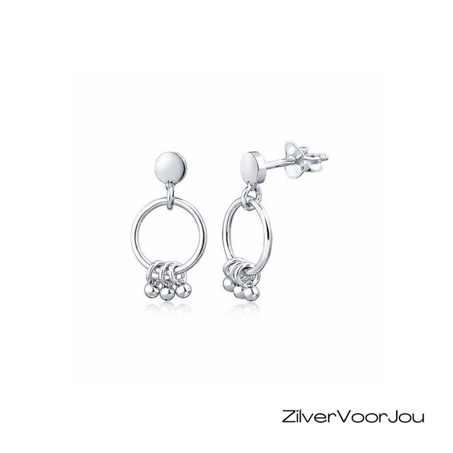 Zilveren oorstekers ringetjes kleine balletjes