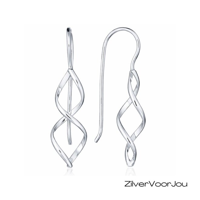 Zilveren klassieke tijdloze spiraal oorbellen grote haak