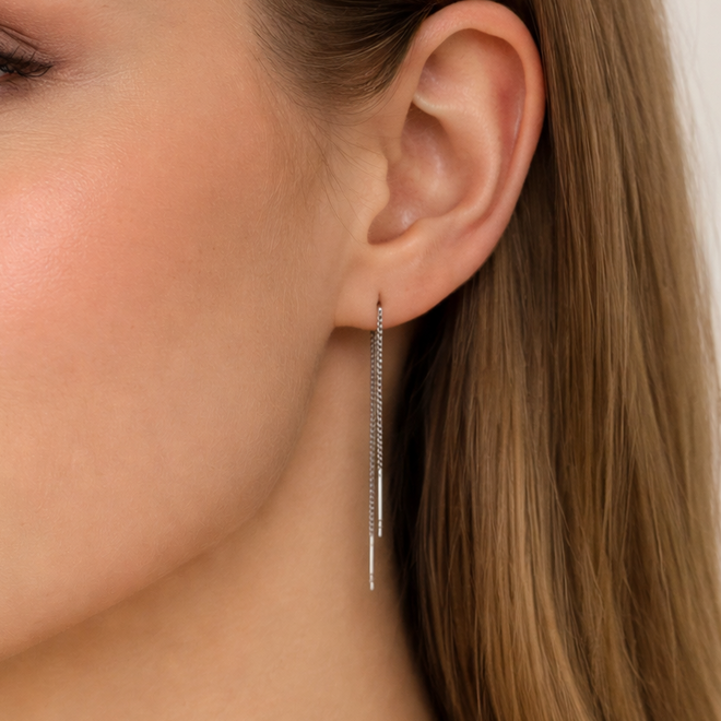 Zilveren threader staafjes rhodium