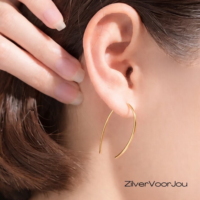 Gold plated 925 zilveren design haak oorhangers