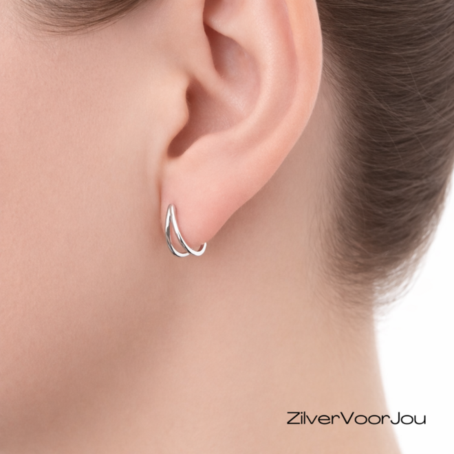 925 zilveren dubbele oorringen met elegante open vorm