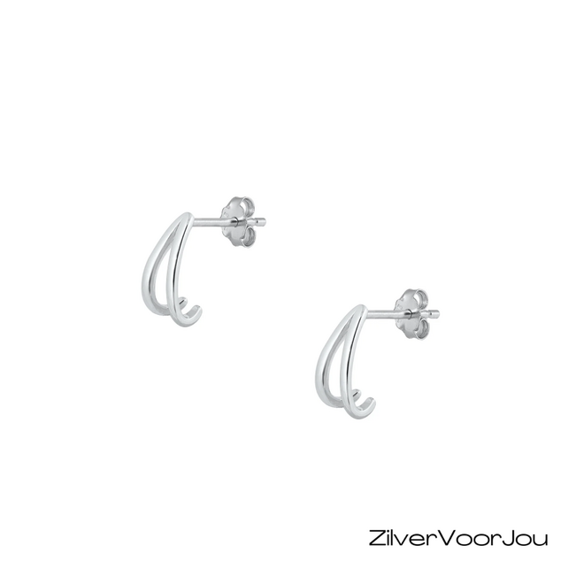 925 zilveren dubbele oorringen met elegante open vorm