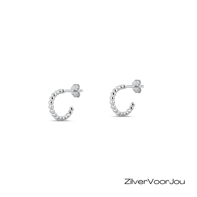 925 Zilveren Bolletjes Creolen Oorbellen . Kleine  Oorringen 11 mm