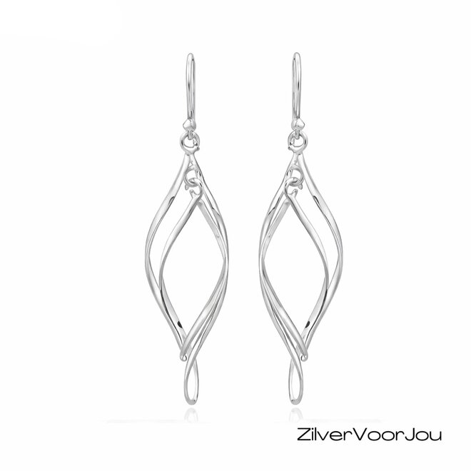 Zilveren twist wire oorhangers